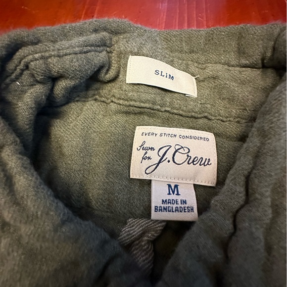 J Crew Mens M Slim Double-Weave Shirt LS Soft Button Down Style AY988 Green - Picture 3 of 11